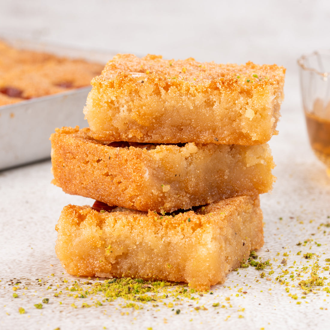Cashew Basbousa (Egyptian Semolina Cake) - THE BAKLAVA BOX