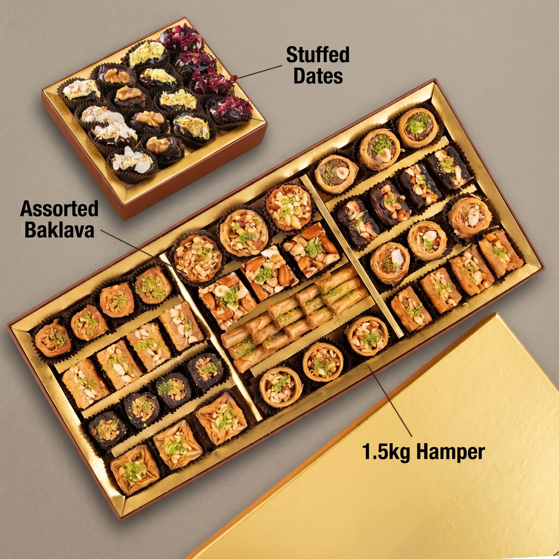 Rakhi Signature Hamper with Baklava & Stuffed Dates (1.5kg)
