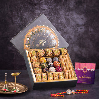 Noor Assorted Sweets with Kundan Rakhi