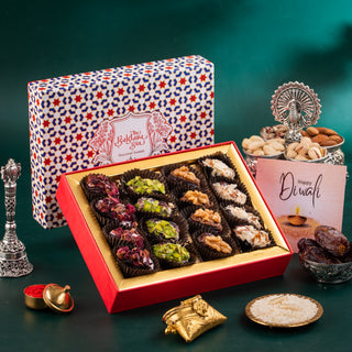 White Imperial Assorted Dates Diwali Gift Box