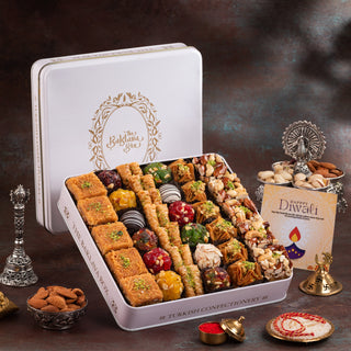 White Tin with Baklava & Indian Fusion Assorted Box