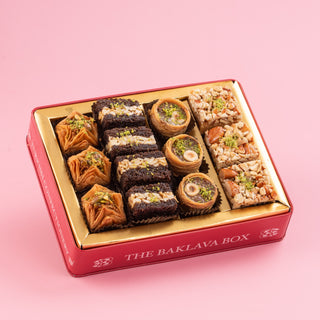 Red Tin Assorted Baklava Box with Red Ribbon