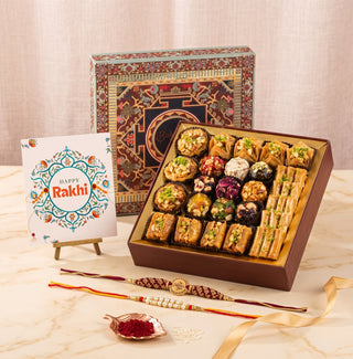 Shriyantra Assorted Baklava & Indian Fusion Laddu Box 580g with Rakhi Essentails