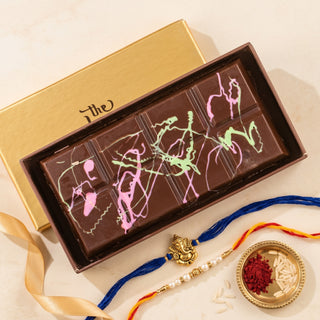 Pistachio Kunafa Chocolate Bar with Rakhi Essentials