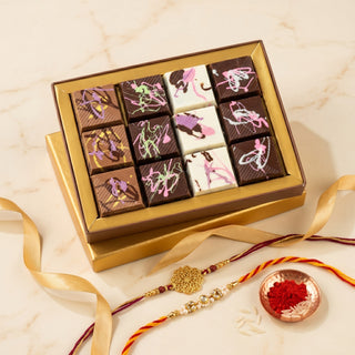 Dubai Kunafa Chocolate Box with 2 set of Kundan Rakhi