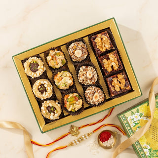Kusum Assorted Artistic Indian Sweets with Rakhi Essentials