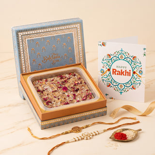 Rose Chocolate Mithai Slab with Rakhi Essentails