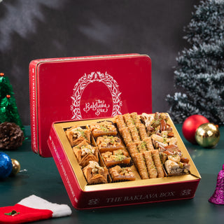 Festive Assorted Red Tin Baklava Box 500g