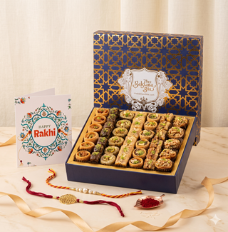 Navy Imperial Assorted Baklava Box 1kg with Rakhi Essentials
