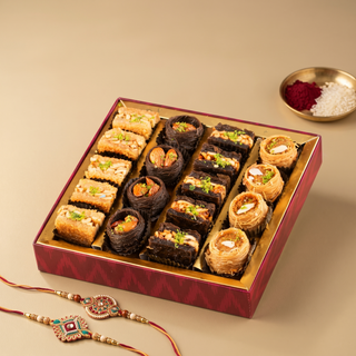 Blossom Rakhi Bloom — Assorted Chocolate Baklava Box 500g