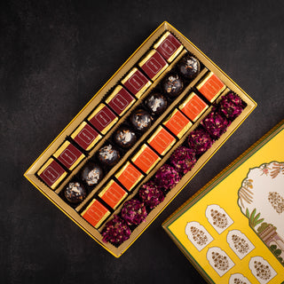 Golden Threads Sweets Rakhi Hamper Box with Rakhi Essentials