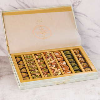 Assorted Baklavas and Kunafas in Royal Vega Gift Box 1 Kg - THE BAKLAVA BOX