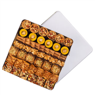 Assorted Baklava in Elegant White Tin Gift Box with Ribbon Packaging (1 KG)