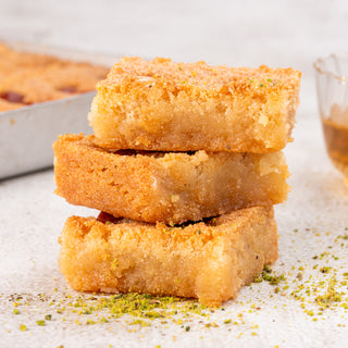 Cashew Basbousa (Egyptian Semolina Cake) - THE BAKLAVA BOX