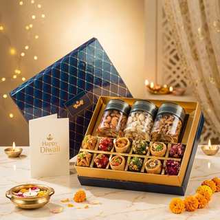Indigo Assorted Baklava, Indian Fusion & Dryfruit Hamper Box