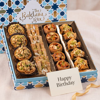 Assorted baklava box 500g as a birthday gift with card