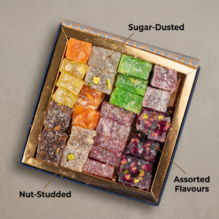 Assorted Turkish delight: sugar-dusted, nut-studded, assorted flavours