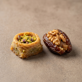 Sunheri Assorted Baklava and Stuffed Dates Hamper, close-up detail