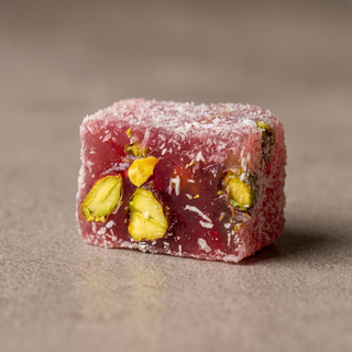 Pomegranate and Pistachio Turkish Delight, close-up detail