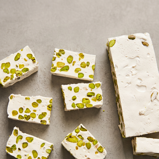 Iranian Pistachio Nougat on a stone surface, premium gift