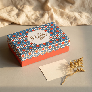 The Baklava Box sampler styled with a blank gift note card