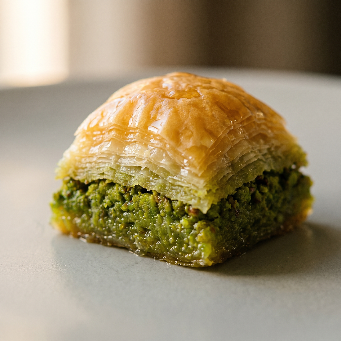 Ankara Dolma baklava, pistachio under a golden phyllo dome