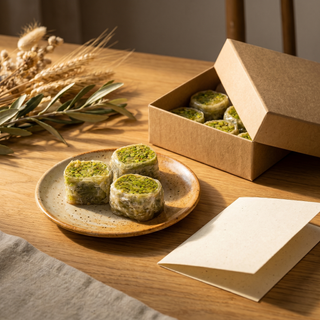 Pistachio Saray Baklava Rolls, gift styled