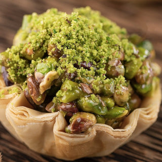 Pistachio tart baklava close-up detail