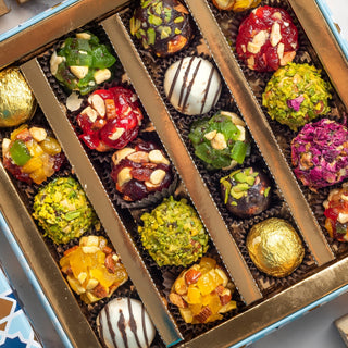 Sugar-free assorted Indian fusion sweets close-up detail
