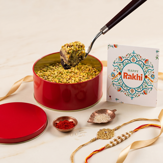 Pistachio Kunafa Tin with Rakhi Essentials