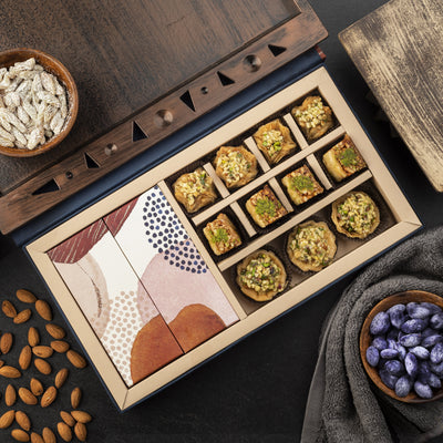 Assorted Baklavas & Flavoured Nuts Amanat Gift Box - Premium Diwali Sweets & Dry Fruits Gift Box - THE BAKLAVA BOX