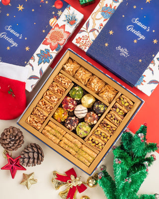 Christmas gift box- Regalia Gift Box with Indian Sweets - THE BAKLAVA BOX