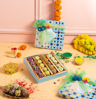 Holi flavoured Assorted Laddu box- Assorted Holi flavoured laddus - Holi special sweets - THE BAKLAVA BOX