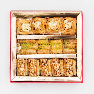 Holi Gift Box : Assorted Baklava (250gm) with Ribbon Packaging and Gulal - THE BAKLAVA BOX