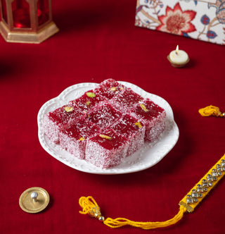 Pomergranate Turkish Delight with rakhi(2sets) - THE BAKLAVA BOX