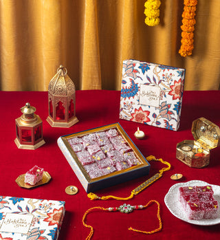 Pomergranate Turkish Delight with rakhi(2sets) - THE BAKLAVA BOX